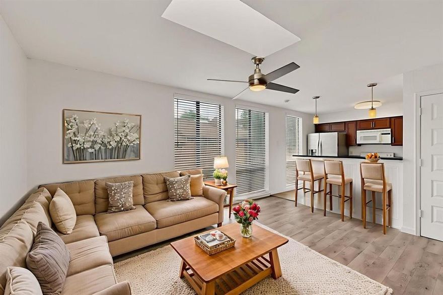 Welcome to Beautiful North Dallas Condo Living! Your search for the perfect first home ends here with this inviting 593 sq ft property, offering a fantastic opportunity to embrace the North Dallas lifestyle. This gated community provides a quiet, secluded feel while still being minutes from all the amenities you'd expect from city living. Outdoor enthusiasts will love the proximity to Fair Oaks Park and the Sopac Trail, both easily accessible by foot. Inside, the kitchen is ready for your culinary adventures with a lovely section of butcher block countertop and a recently installed Whirlpool dishwasher. Imagine cozy evenings by the wood-burning fireplace, and waking up to the convenience of your own coffee bar right outside the bedroom.