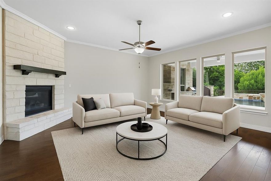 Please note: the first 3 photos are virtually staged
Rare Opportunity in The Highlands of Trophy Club! A prestigious, highly sought after neighborhood in the award winning Northwest ISD.

Welcome to your dream home backing directly to the tranquil Corps of Engineers trail and lush greenbelt. This stunning residence boasts 4 bedrooms, 3.5 bathrooms, a dedicated study, and a spacious open-concept layout designed for both everyday living and elegant entertainment.

At the heart of the home is a chef’s kitchen featuring a gas cooktop,an abundance of cabinetry, 2 large islands, granite countertops with gray-white tones, a beautiful backsplash, stainless steel appliances, and double ovens—truly a culinary masterpiece. The adjoining family room offers a warm stone fireplace, all enhanced by expansive windows that fill the space with natural light.

Enjoy wood floors on the main level except in the bathrooms and closets. Retreat to the luxurious primary suite complete with a spa-like bath featuring a soaking tub, separate shower, separate vanities, and a generous walk-in closet. Upstairs, discover a large game room, a media room perfect for movie nights, and three additional bedrooms, including one with an ensuite bath and the other 2 sharing the third. 

Step outside into your private backyard oasis—a sparkling pool and spa with waterfall, beautifully designed for year-round entertaining. The 3-car garage adds ample storage and functionality.

This home is move-in ready. Ideally located within walking distance to Lake Grapevine and miles of scenic walking trails. Enjoy the peaceful surroundings and convenient access to all the amenities of Trophy Club includng pool, tennis courts, pickle ball, walking paths , playgrounds and Freedom dog park. Access to a golf course too, should you wish to join with membership
.
Come and see this truly exceptional home in one of the most sought-after neighborhoods in North Texas.