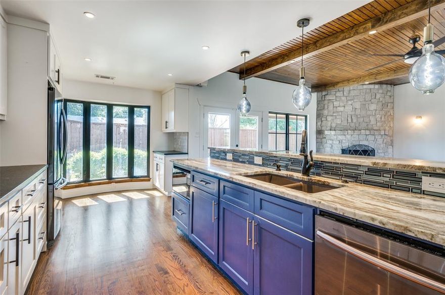 Beautifully customized with lots of updated features in this fully renovated 1 Story Home in quiet cul de sac! Kitchen features new granite, back splash, double ovens, gas cook top, beverage refrigerator, sink & fixtures. Home features marble and granite countertops throughout, wall sconce lighting, lots of extra storage cabinets. Vaulted ceiling with natural wood accents. New limestone and quartz floors in kitchen & dining room, New Patio & Pergola, tankless hot water heater with recirculating hot water, Master Bath shower with double and rain shower fixtures. Everything in this home is under 5 years. ENJOY GORGEOUS BACK YARD & HOT TUB!