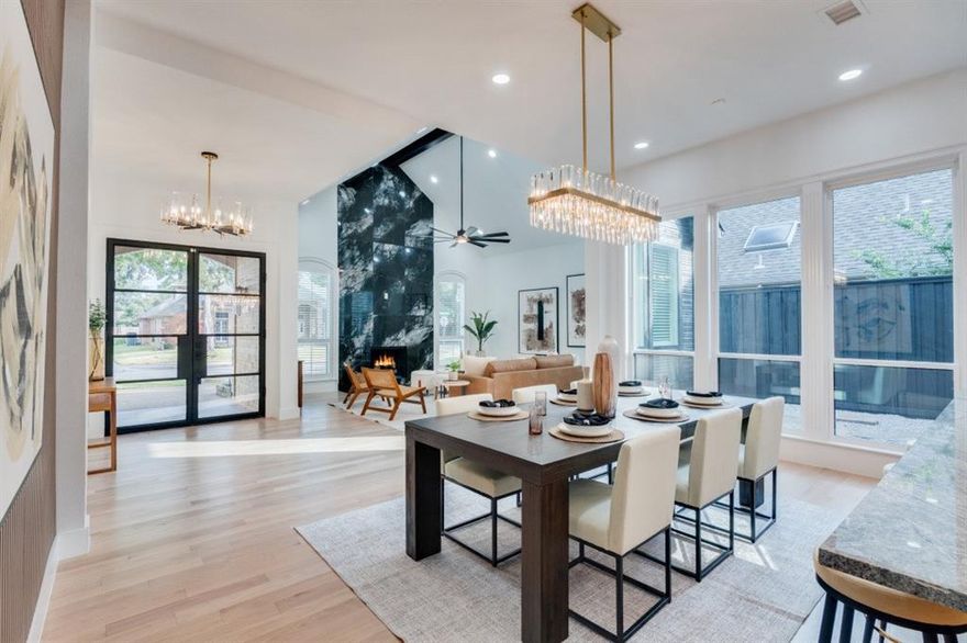 Experience the perfect blend of sophistication and comfort in this beautifully renovated one-story home located in the exclusive Bent Tree West neighborhood. From the moment you arrive, the home’s timeless curb appeal and meticulous updates set the tone for luxurious living.
Step inside to discover an airy, open-concept floor plan highlighted by soaring ceilings, rich natural light streaming through brand-new windows, and designer finishes throughout. The spacious dining area flows seamlessly into the expansive living room and gourmet kitchen — a true centerpiece featuring brand-new custom cabinetry, sleek countertops, premium fixtures, and abundant storage.
With five generous bedrooms and four full beautifully appointed baths, this residence offers flexibility and privacy for both family and guests. The primary suite is a serene retreat, complete with a spa-inspired bath featuring tall ceilings that enhance its airy, resort-like ambiance, a standalone soaking tub, a glass-enclosed shower, and elegant dual vanities. The expansive walk-in closet offers exceptional storage and organization space, designed to meet every wardrobe need with style and ease.
Designed with entertaining in mind, the home’s outdoor living space invites gatherings under a charming pergola surrounded by lush landscaping. Whether hosting intimate dinners or weekend celebrations, every corner of this home is built to impress.
Perfectly situated near the Dallas North Tollway, upscale shopping, fine dining, and top-rated schools, this property offers the ideal combination of luxury, lifestyle, and location.

Additional features include a garage equipped with an EV charger outlet, combining modern convenience with sustainable living.