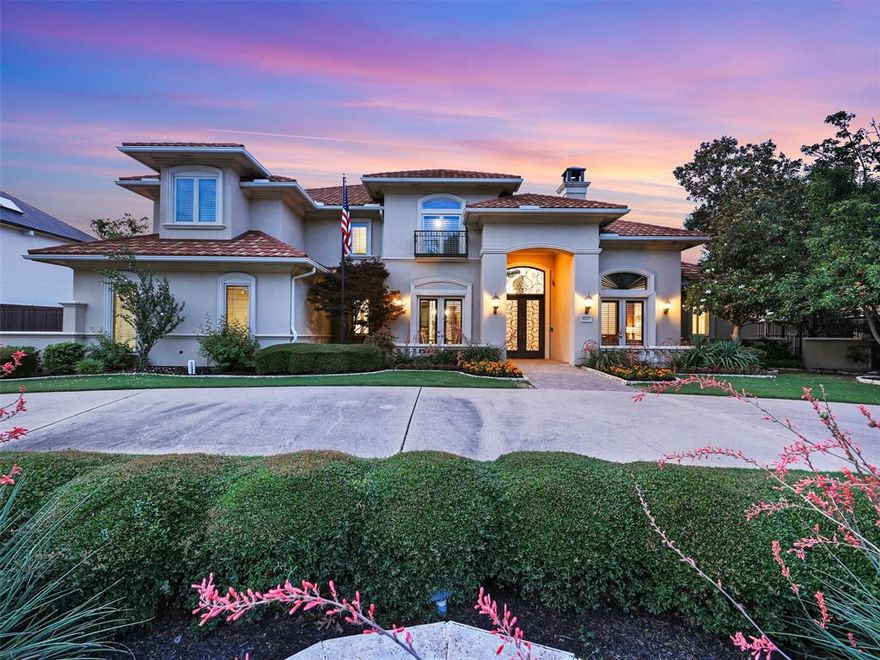 Welcome to this stunning West Plano custom on half an acre near Arbor Hills Nature Preserve! This home is perfect for those who love to entertain or simply enjoy relaxing at home. The spacious grand entry greets you with abundant light from floor-to-ceiling windows with a view of the lush resort-style backyard. Quality abounds throughout with hardwood and marble floors, built-ins and shutters. The heart of the home is the gourmet island kitchen with double Viking ovens, a Viking microwave, a Viking 6-burner gas cooktop, a Subzero refrigerator, double sinks, and a walk-in pantry.  The wet bar with fridge and sink adds even more counters and entertaining space to the great room. The home includes two offices--one can flex for many uses--homework center, wine, play, exercise, etc. There is a guest room downstairs in addition to the spacious primary suite with a jetted tub, a separate shower and a large walk-in closet. You will appreciate the recirculating hot water, butler's pantry, and the large laundry room equipped with sink, drip-dry area and huge storage closet. Upstairs you will find three bedrooms, a homework desk, media & game rooms--complete with beverage fridge and wet bar--plus a large balcony overlooking the fabulous backyard. 
Step outside to an impressive backyard designed for gatherings and relaxation. Enjoy a game on the versatile sport court, find tranquility beside the serene koi pond or around the firepit, cool off in the inviting pool or relax in the heated spa. The fully covered outdoor kitchen with built-in grill and living area with fireplace are perfect for hosting friends & family in all seasons of the year. With an oversized garage space with room for three cars and a workshop area, large circular driveway and a gated side entry, parking is ample & secure. This home seamlessly blends luxury, leisure, & practicality. Don’t miss the opportunity to experience its charm and thoughtful design firsthand. Call us for your private appointment today!