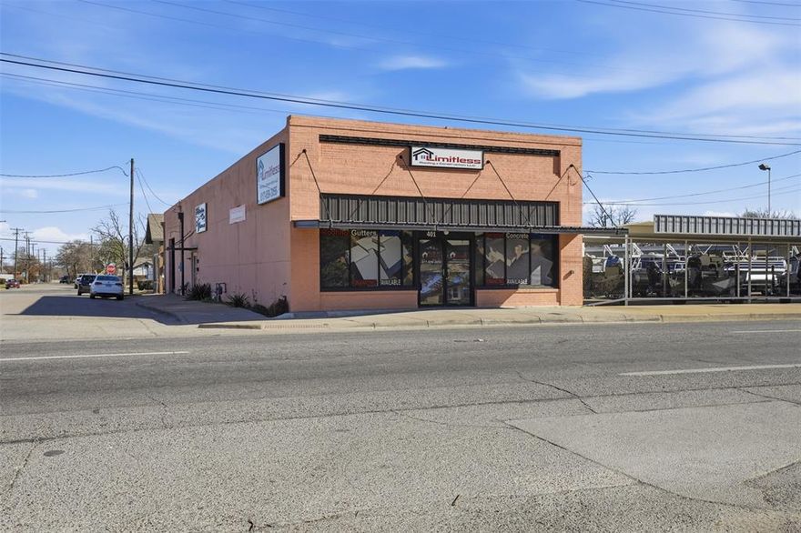 Discover this fully renovated commercial gem in the heart of downtown Cleburne, offering a blend of modern elegance and versatile spaces. Located at 401 S Main Street, this property boasts high visibility and foot traffic, making it an ideal spot for retail, hospitality, or creative ventures.
Key Features:
• Leased Salon Space: A turnkey, income-generating salon is already in place, providing immediate rental income.
• Available Open Space: Step into a spacious, adaptable area featuring a large open conference room perfect for meetings, events, or collaborative workspaces. Includes a convenient restroom, exposed brick walls for that authentic industrial charm, and durable stamped concrete floors that add a stylish, low maintenance touch.
• Unfinished Garage or Warehouse Area: Unlock endless potential in this raw, expansive space, which is ideal for transforming into a live music venue, trendy cigar bar, craft brewery, art studio, or storage hub. With its blank canvas appeal, customization is limited only by your vision.
Freshly renovated with high quality finishes throughout, this property combines historic character with contemporary functionality. Ample parking nearby and easy access to major roadways enhance its appeal for tenants and customers alike. 
Zoning is Regional Commercial (RC) and it is located within the Downtown Transition Overlay (DTT). Also, this property might qualify for the City of Cleburne downtown rehabilitation matching incentive grant program (see information in supplemental documents).