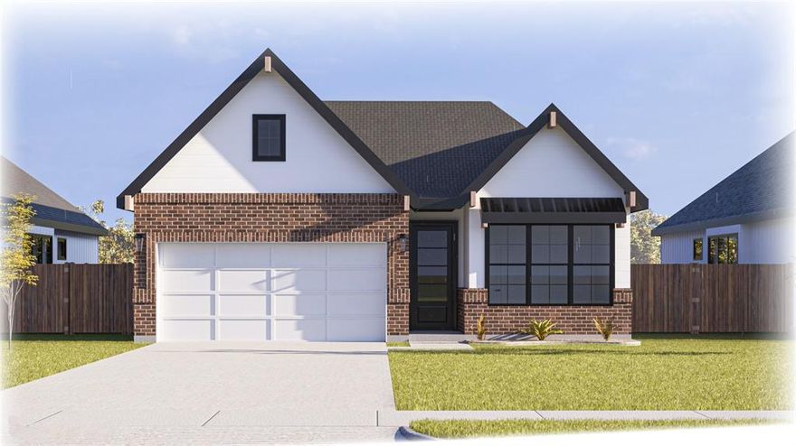 Features of this beautiful home include an 8 ft grand entry door, 10 ft ceilings throughout with 11 inch tray ceiling in both the foyer and primary bedrooms and 14 ft vaulted living areas. The custom kitchen features custom modern cabinets with a 6-piece appliance package including custom vent hood and pot fillers. And don't forget the spa-inspired bathrooms with seamless glass enclosures.