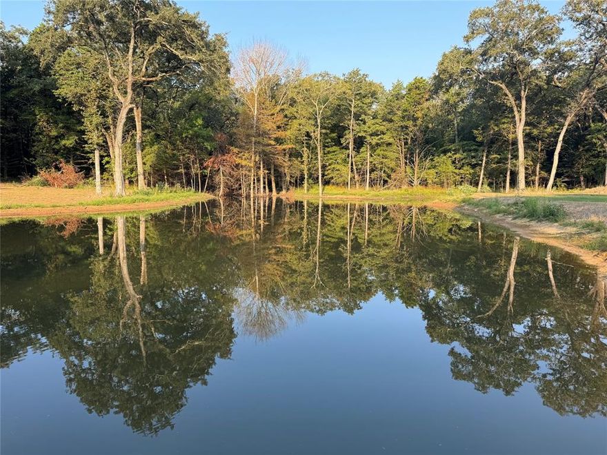 Experience 27.62 acres of outdoor bliss, ideal for recreation and hunting! With a gated landscaped entry, this property offers a beautiful 3-acre stocked lake with 20x30 dock, a smaller stocked pond, firepit and roughly 5 acres of pasture perfect for a home site. There are 3 additional cleared areas around the lake, ready for building your dream. Interior roads have been put in place and utilities are already on-site, including water, electricity, and an RV hookup for guests or temporary living while you build. With plenty of space, privacy, and stunning natural surroundings, this land offers endless possibilities! Only an hour from the DFW metroplex.