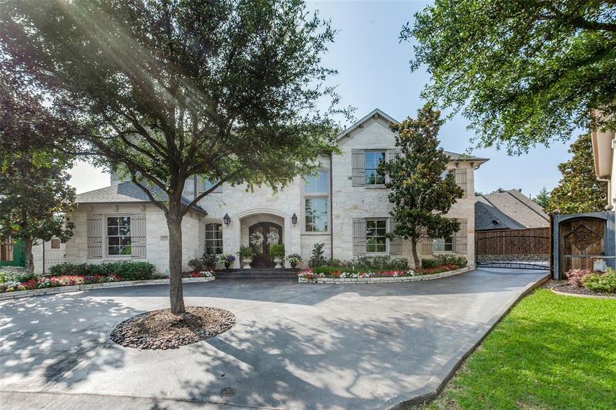 A true one-of-a-kind custom home located in highly-desired Gates of Prestonwood. With no detail neglected, high-end finishes, & open floorplan, this masterpiece provides luxurious & comfort living. Pristine hardwood floors lead you to living room featuring vaulted ceilings, beams & alluring stone fireplace. Chef's kitchen contains oversized island with farm sink, lavish quartz counters, SS appliances including double oven, wine fridge, abundance of built-ins, & magnificent light fixtures. Private primary bed & bath has separate vanities, rain head shower, & dual closets. Media room with projector & screen, study, secondary bedroom, & laundry room with separate sink make up remaining of 1st level. Upstairs has three secondary bedrooms, each has own bath, work-out room, & game room. Step out to backyard oasis. Inviting pool & spa combo, firepit, putting green, & covered patio with remote-powered screens is perfect for hosting any gathering or event! 3-car garage and gated driveway.