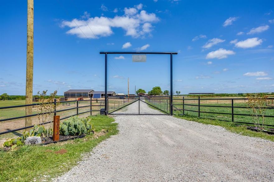 An exceptional equestrian and agricultural estate offering nearly 40 acres of prime Texas land - fully equipped for the serious horseperson, cattle operation, or livestock enthusiast. At the heart of the property sits a $400,000+ covered horse arena (80x80) paired with a show stall barn, runs on the South facing stalls & stud dividers for all, 2 North side stalls offer exterior doors. Complete with a cedar lined tack room, hay storage, stocks, loft storage and an office (with sink & HVAC) - built for competitors & serious hobbyists alike. A second horse stall barn (mare motel) with an additional outdoor arena with Lights. Three stock tanks (ponds) and established pasture make this a turnkey cattle and horse operation. Fully fenced and Cross fenced for easily sorting and moving livestock. Each large pasture encompasses a Pond. Barno recently underwent a $65k+ remodel = 2 beds 1 bath, open plan living & kitchen, private turfed yard space - perfect Mother in law or Staff House. Separate Shop with HVAC, Power & Water. The 2024 manufactured home with covered porches offers 5 bedrooms and 3 full bathrooms with a generous custom addition featuring a second kitchen & full bathroom, ideal as a den, game room, or apartment (includes corner wash area perfect for Vet or Groomer). Additional highlights include 50-amp RV hookups, a $35,000 above-ground pool with custom deck & seating area & dedicated equipment & hay barns & STORM SHELTER.
Privately situated well off the road with potential to acquire additional acreage, the rear of the property also presents an ideal site for a future custom home build with stunning views. Centrally located with easy access to DFW, minutes from Lake Bridgeport, and a prime base for competitors attending National Shows and Will Rogers Memorial Center events. This is an incredibly well laid out & unique property perfectly located in WISE COUNTY TAXES - New Fire Station currently under construction near entrance - helps with insurance.