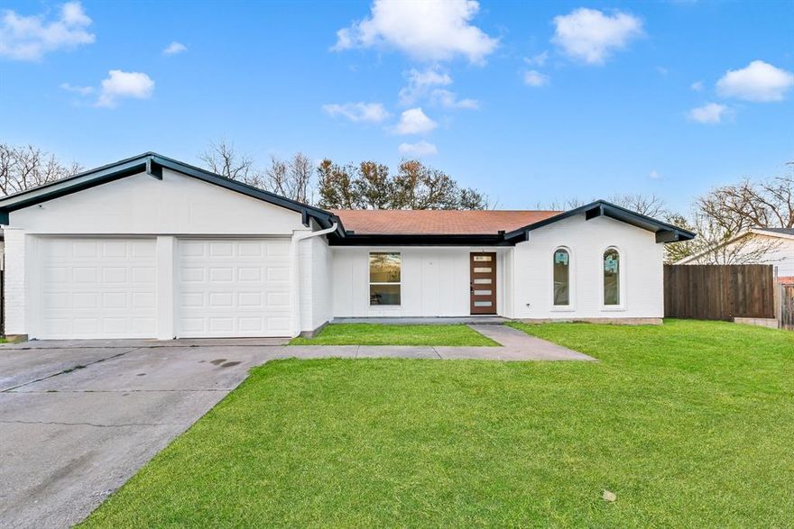 Welcome to this beautifully remodeled 4-bedroom home featuring 2 living areas, 2 full baths, and a 2-car garage, perfectly situated on nearly a quarter-acre lot. Step inside to an open and inviting layout with stylish modern finishes throughout and a cozy fireplace that anchors the main living space. The stunning kitchen showcases new cabinetry, quartz countertops, and brand-new appliances. Additional upgrades include new windows, luxury vinyl plank flooring, updated light fixtures, new faucets, and fresh interior and exterior paint. Both bathrooms have been thoughtfully renovated with contemporary touches. Major mechanical updates provide added peace of mind, with the HVAC system and water heater replaced in 2025, plus an energy-efficient attic designed to enhance year-round comfort. Relax or entertain in your private backyard featuring a covered patio and a convenient storage shed for tools, equipment, or extra storage. Conveniently located near I-20 and Hwy 360, just minutes from AT&T Stadium, Six Flags Over Texas, shopping, dining, and entertainment. This move-in-ready home offers the perfect blend of modern comfort, efficiency, and prime location — don’t miss it!