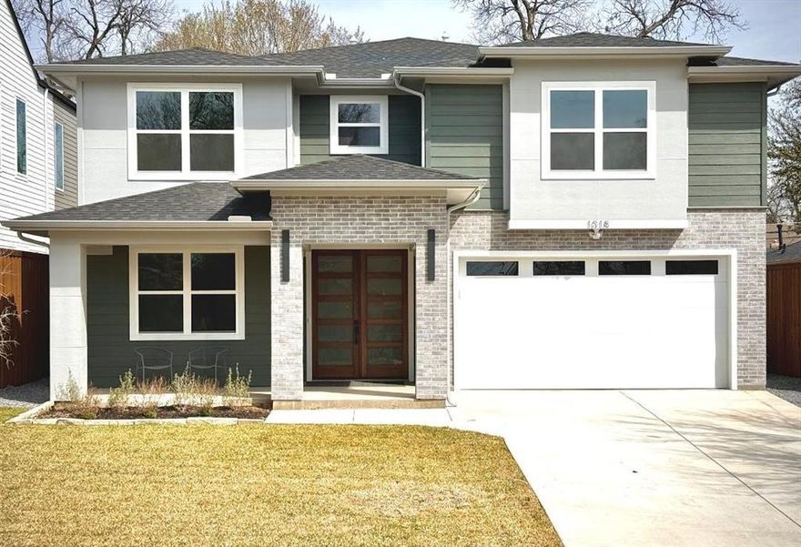 Large covered front porch flows past double front doors into a spacious foyer in this just completed new construction * Flooded with natural light * Luxury Vinyl Plank flooring throughout (no carpet) * Kitchen comes with an abundance of cabinets, ice maker, over-sized gas range with ovens, two pull-out drawers for garbage & recycling and walk-in pantry * One bedroom down and four bedrooms up - downstairs bedroom with ensuite bath and walk-in closet is perfect for a home office * Hidden storage room behind bookshelves downstairs has pre-wired, built-in components for the speakers throughout the home * Living room has an over-sized fireplace wall with wiring for a flat screen TV * Abundance of windows along the backside of the first floor overlook a large patio and synthetic turf yard with three recently planted trees * Wide open staircase in the middle of the home takes you upstairs to the four additional bedrooms, bonus room-den & laundry room with sink * Primary bedroom has vaulted ceilings, two walk-in closets, large free-standing tub & oversized shower * Come see for yourself and make this your new home!
