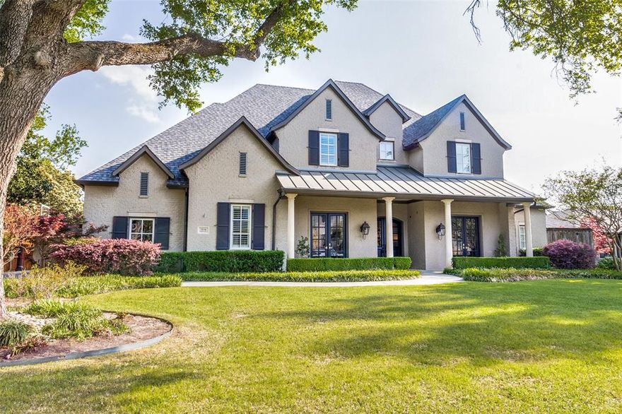 MULTIPLE OFFERS RECEIVED: Best & Final due by 5pm on Monday, April 25. No detail was spared on this stunning transitional home in the heart of Preston Hollow built by renowned Dallas builder Mark Molthan. Extremely functional floor plan with high-end finishes throughout, including designer wallpaper, beautiful pine hardwood floors, vaulted ceilings, and custom crown molding. The expansive chef's kitchen boasts Wolf & Sub Zero appliances, an oversized kitchen island with an abundance of storage, large pantry with hidden safe room, and gorgeous stone countertops, The living area off of the kitchen has a wet bar and leads to an outdoor covered patio with large pool creating the perfect space for entertaining. The luxurious primary suite with spa-like bathroom and two closets is split from the private guest quarters, also on the first level. The well thought out second floor includes a media room, large game room with wet bar overlooking the pool area, as well as three additional bedrooms.