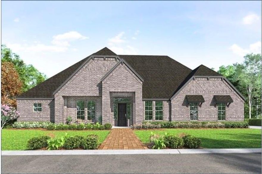 Experience refined country living in this stunning 1-story, 3,105 sq. ft. custom-caliber home situated on a premier 1-acre corner lot with no city taxes. This full-electric, energy-efficient masterpiece features spray foam insulation in the attic and exterior walls, ensuring year-round comfort. From the extended front covered porch, enter through the foyer past a private study to be greeted by breathtaking 15-foot vaulted ceilings in the family room and a striking 72-inch linear fireplace with a custom tile surround. The gourmet kitchen is a chef’s dream, featuring Level 8 Quartz, an extended island with wrap-around cabinetry, white soft-close cabinets, a decorative wood hood, and a premium LG double wall oven suite. Extended engineered wood flooring flows seamlessly through the open floor plan into the massive game room, which serves as an ideal second living area.

The primary spa retreat offers a true escape with double-door entry, a garden tub, and a shower tiled to the ceiling, conveniently connecting through the walk-in closet to a utility room complete with a sink and quartz-topped cabinetry. Guests will appreciate the secluded secondary bedroom with an en suite bath, while every bathroom features upgraded quartz and tile. Smart home technology and surround sound speakers extend from the interior to the outdoor living space, and custom blinds are already included. The oversized 3-car garage is built for Texas-sized needs, featuring 8-foot doors, extra depth for large trucks, and a dedicated water line for a future refrigerator. Combining modern luxury with the peace of an acre lot, this home is the epitome of Texas living.