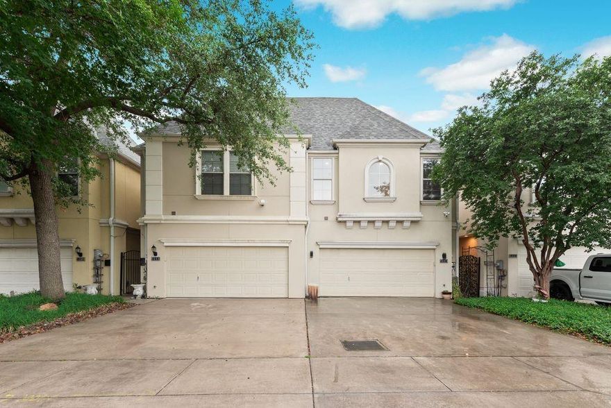 Access to Medical District • Open-concept layout • Steam shower + freestanding tub • Matterport 3D tour

3 bed, 2.5 bath townhome with 2,226 sq ft in Cedar Springs Heights with convenient access to Uptown, Oak Lawn, and surrounding Dallas employment and dining hubs. Main level features stained concrete floors, open living-dining-kitchen layout, and gas fireplace with floor-to-ceiling tile surround. Living area includes built-in speakers, recessed lighting, and crown molding. Kitchen offers granite countertops, stainless steel appliances, gas range, tile backsplash, extensive cabinetry, plus under-cabinet and upper cabinet accent lighting. Powder bath on first level. Walls, trim, doors, and cabinetry have been recently repainted, providing a clean and cohesive interior finish throughout.

Second level includes hardwood flooring in loft-flex space, full laundry room, and three bedrooms. Guest bedrooms include recently replaced carpet and share full bath. Primary suite features beamed ceiling and incredibly remodeled ensuite bath with custom cabinetry, integrated lighting, dual vanities, freestanding tub, and glass-enclosed steam shower with Mr. Steam system. Walk-in closet in primary.

Additional features include two-zone HVAC with Nest thermostats, recessed lighting throughout, and attached 2-car garage with storage. Outdoor patio offers a low-maintenance urban retreat. Interior layout supports multiple living or work-from-home configurations with separation between primary and secondary bedrooms. Located within established Cedar Springs Heights with access to retail, dining, and major thoroughfares. Includes Matterport 3D tour and floor plan.