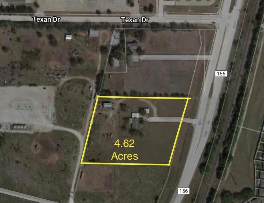 4.62 acres with road frontage on FM 156 S in Justin, TX (Denton County). Excellent visibility. Value is in the land. Currently zoned residential. Property in Fort Worth ETJ, Buyers and buyers agent to verify the possibility and consequences of zoning changes. Buyers and buyers agent to verify all MLS info.