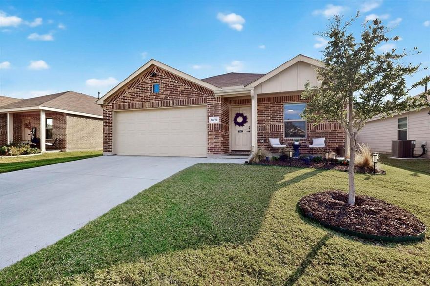Modern style meets comfort in this 2023-built 3-bedroom, 2-bath Fort Worth home! With 1,515 sq. ft., this one-owner gem offers abundant natural light, an open split-bedroom layout, and a chef-inspired quartz island kitchen with gas range. The primary suite includes a spa-like bath and walk-in closet, while thoughtful upgrades enhance the home’s appeal—including a backyard pergola, added gutters, kitchen and bathroom hardware, and upgraded lighting. Enjoy cozy evenings or weekend cookouts in your private yard—all just minutes from the lake, schools, shopping, and dining. Buyer to verify all information contained herein.