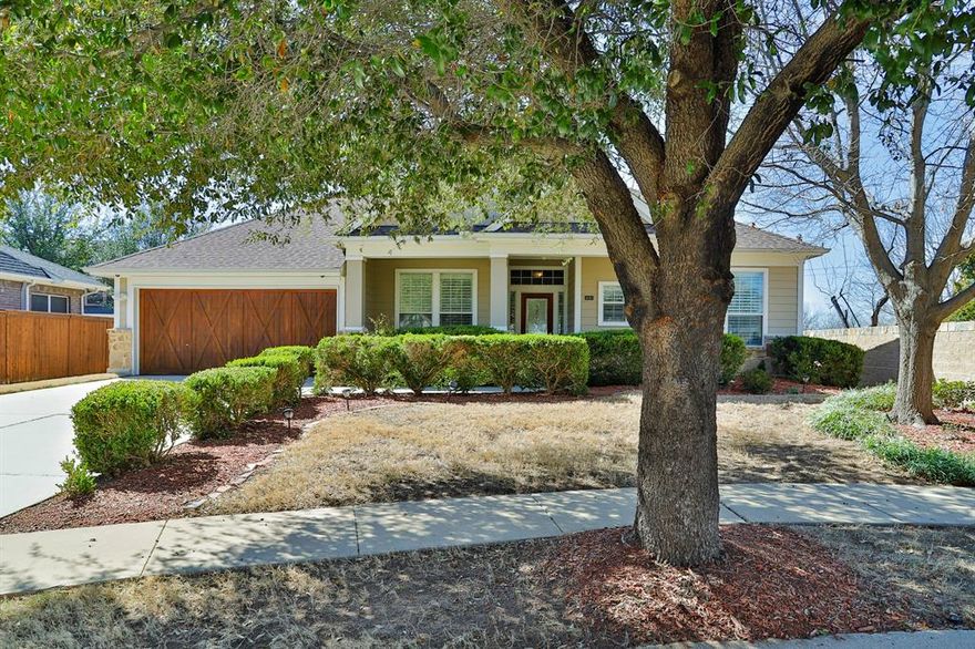 Welcome to this spacious and inviting one story home on desirable cul-de-sac close to elementary school and HOA amenities.  Upon entering you are greeted by an open concept layout seamlessly integrating the kitchen, living room and dining areas, ideal for entertaining guests and everyday family life.  The kitchen features ample counter space, cabinets and convenient island with seating. Adjacent to the kitchen is the large living area with fireplace perfect for relaxing. For those requiring a dedicated workspace, the office provides the perfect retreat with a built in desk. This home offers 2 dining areas, split bedrooms with 2nd living area located between the 2 guest bedrooms and a full bath located nearby. Primary ensuite boasts double sinks, separate garden tub and shower and huge walk-in closet. This home also offers inviting front porch, large patio, plantation shutters throughout, garage workspace area, sprinkler system and mature landscaping. Seller has never occupied the home.