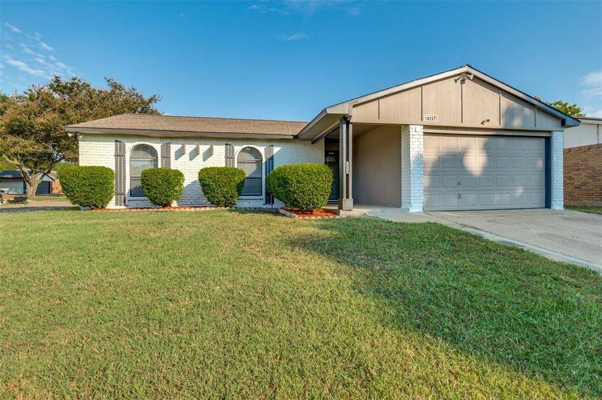 BACK ON THE MARKET DUE TO NO FAULT OF SELLER OR PROPERTY.  BUYER'S LOAN FEEL THROUGH AT THE LAST MINUTE & WE HAVE FHA APPRAISAL FROM DECEMBER 2025 FOR $275,000.  Move-in ready! New fence installed in 2025!  This beautifully updated home on a spacious landscaped corner lot is ready for its new owners. From the welcoming covered front porch to the open and functional floor plan, every detail has been thoughtfully improved.  The large tiled living room is filled with natural light and features a cozy corner wood-burning fireplace and lighted ceiling fan. The updated kitchen shines with recent stainless steel appliances including smooth-top electric range, dishwasher, modern vent hood, and undermount sink with faucet, plus granite countertops and quality wood cabinetry. The sunny breakfast nook offers sliding glass doors leading to the covered patio and backyard.  Both bathrooms have been refreshed with recent vanities, fixtures, and finishes. The primary bath boasts a spacious tiled shower, while the guest bath includes a tiled tub-shower combo. Additional updates throughout include fresh interior and exterior paint, new light fixtures, and recent carpet in the bedrooms.  Enjoy outdoor living on the covered patio overlooking a generous backyard that is perfect for entertaining, gardening, sports, or even adding a pool. The oversized garage accommodates two small cars, or one large vehicle with extra storage space.  Radiant barrier was added when the roof was replaced, keeping your electric bill low!  All this in a convenient location near shopping, dining, and beautiful Joe Pool Lake. Truly a gem you won’t want to miss!