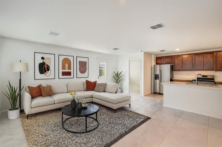 A beautifully designed home that perfectly blends modern comfort with everyday convenience. The open-concept layout is drenched in natural light and features no carpet, making it easier for pets, families, and low-maintenance living. This inviting space is ideal for both quiet evenings and lively gatherings. Just minutes away, you’ll find everything you need, from the recently opened Walmart Supercenter, Kroger, HEB, Aldi, and Central Market to charming local coffee shops, boutique stores, and dining spots. Enjoy a night out at nearby movie theaters, or explore the quaint charm of downtown Aubrey for unique shopping, dining, and community events. For even more entertainment, head into Denton, where there’s always something to see and do. The neighborhood offers great amenities, including a community pool and dog park, perfect for outdoor fun and socializing. Commuters will appreciate quick access to US 377, US 380, and I-35E, providing seamless travel to Denton, Frisco, Dallas, and beyond. With its perfect balance of peaceful neighborhood living, modern features, and easy access to shopping, dining and entertainment, this home truly offers the ultimate in comfort, convenience, and lifestyle.