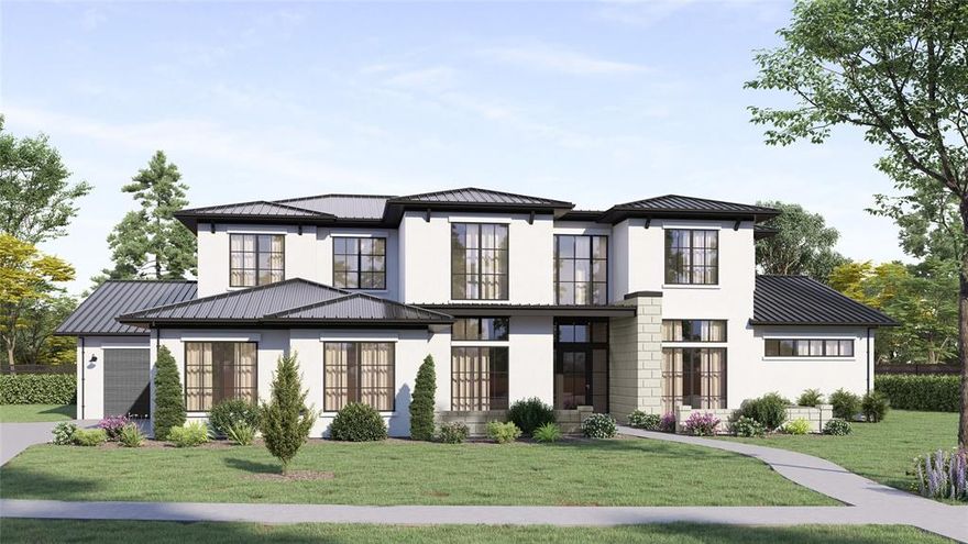 This stunning new construction home by Cambium Custom Homes spans 5,153 sqft, boasting 5 bedrooms and a wealth of luxurious features. Step inside to discover an expansive open floor plan illuminated by natural light streaming through sliding doors in the living and dining areas. Entertain in style with a statement wine room adjacent to the dining room, perfect for connoisseurs. The oversized pantry offers ample storage for small appliances, ensuring culinary convenience. Downstairs, unwind in the spacious game room complete with a bar for effortless entertaining. A striking white oak floating staircase adds architectural flair, while a courtyard off of the front porch invites outdoor relaxation. Admire the elegant limestone and stucco exterior, crowned by a sleek black metal roof. Ambient lighting is located throughout the home to accentuate the key features of the design. *The photos are a reference of a Cambium build out and not of the listed property.*