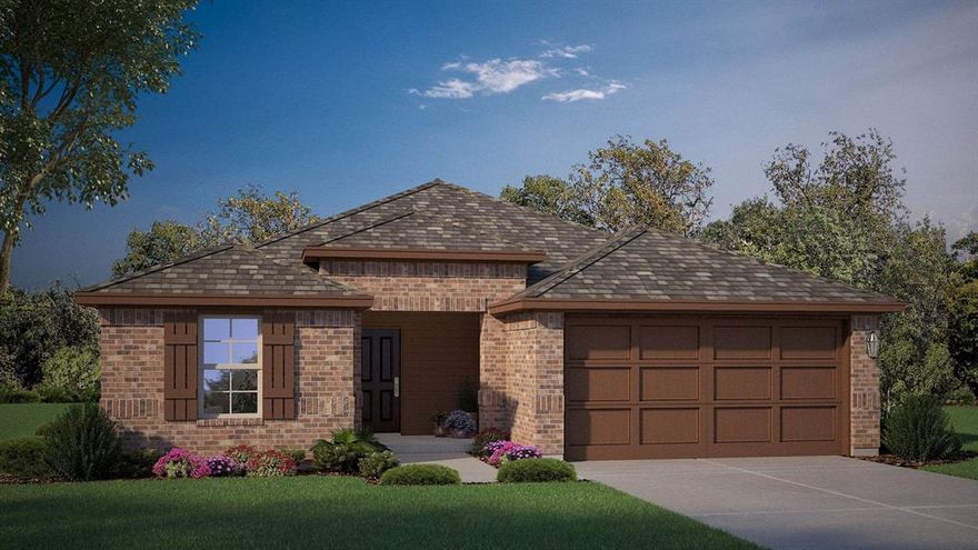 Welcome to D.R. Horton's new community of Sandy Beach in Azle and Azle ISD! The Denton elevation A, is a beautiful single story home offering approx 1,621 sq. ft. of living space across 3 bedrooms and 2 bathrooms, with an estimated Spring completion. The spacious front porch opens to an entry foyer leading to a grand open-concept kitchen, dining, and living area. The kitchen features granite countertops, stainless steel appliances with gas cooking range, and a walk-in corner pantry. The large kitchen island  overlooks the dining area and living room. The private main bedroom suite is located off the dining area and features a huge walk-in closet and large shower with ceramic tile surround. The secondary bedrooms are located on the opposite side of the home and share the spacious secondary bathroom between them. Enjoy the covered patio, full yard professional irrigation and landscaping complete with sod. Additional features include: tankless water heater; Luxury vinyl flooring at Entry, Hallways (per plan), Kitchen, Breakfast, Utility and Bathrooms; and, full yard sod landscaping and irrigation. The Denton includes the HOME IS CONNECTED base package. Using one central hub that talks to all the devices in your home, you can control the lights, thermostat and locks, all from your cellular device.
