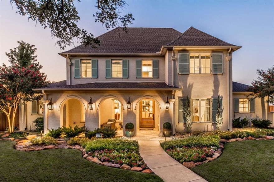 Resort-style living is emphasized in the way that the indoor and outdoor spaces relate, in the quality of construction, in the pristine condition, in the spacious rooms, in the natural light that floods each and every room, in the grandeur of the high ceilings both downstairs and up, in the moldings and trim, in the natural stones and warm perfection of the white oak hardwood flooring used.  Three patios, two covered, create ideal outdoor living for each of the seasons.  Synthetic turf and landscape lighting ensure that year round, the aesthetics from any window are pleasing to the eye. The Kitchen appliances are top notch and include a duel fuel 48 inch range and an ice machine offering Sonic ice.  A Butler's Pantry is conveniently located and will enhance your entertaining.  The privacy and elegance of the primary overlooking the beauty of the back yard is set apart by the barrel ceiling in its spacious bathroom.  A second bedroom and ensuite bath are downstairs, the efficient utility room is highlighted by its brick floor, a bag drop sits next to the entry door from the garage.  Custom shades in the Game Room are controlled by a remote, Audio-Video throughout the home is sophisticated, Surround Sound is abundant.  Stair bannister is iron, window seat in the Landing - an ideal look-out for activity in the neighborhood or the date coming to pick up your beloved teenage daughter.  The storage is abundant and built-ins plentiful.  The epoxy floored oversized three car garage has a combination work and storage room, again, pristine.  Duel gas water heaters are connected by a recirculating pump.  The diving pool is generously sized and is unencumbered by its surroundings.  This is one that you will want to put on your list.