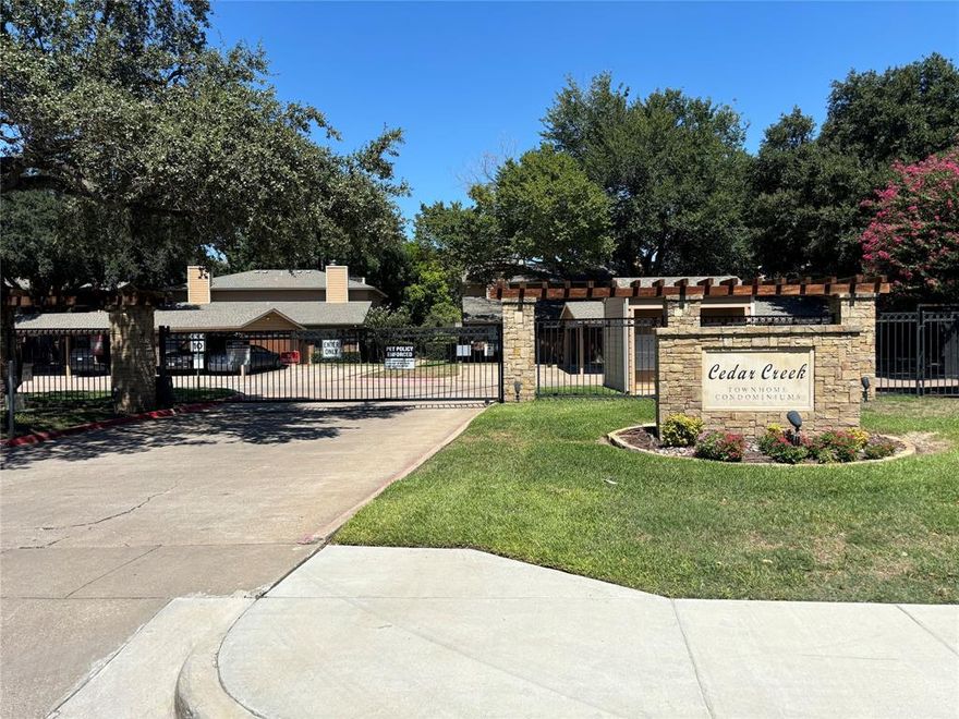 This is a charming move-in ready two story, 2-bedroom, 2-bathroom townhome is located on the footstep of the Trinity River and Trinity Trails. This fully gated community provides convenience to Interstate 20 and a mass variety of eateries, shopping and entertainment. This beautiful townhome provides a spacious living room that boasts vaulted ceilings and 2.5 inch faux blinds and a fireplace, that flows into the dining room featuring an updated fixture and access to the private patio. The kitchen includes granite countertops, a stainless steel refrigerator and also includes the Whirlpool washer and dryer set. The exquisite townhomes provides a split floor plan featuring a private bedroom and ensuite bathroom on the first and second floors. The townhome includes a beautiful community pool and club house in addition to the the water, grounds care, trash and exterior maintenance for the structure are included in your monthly HOA expense.