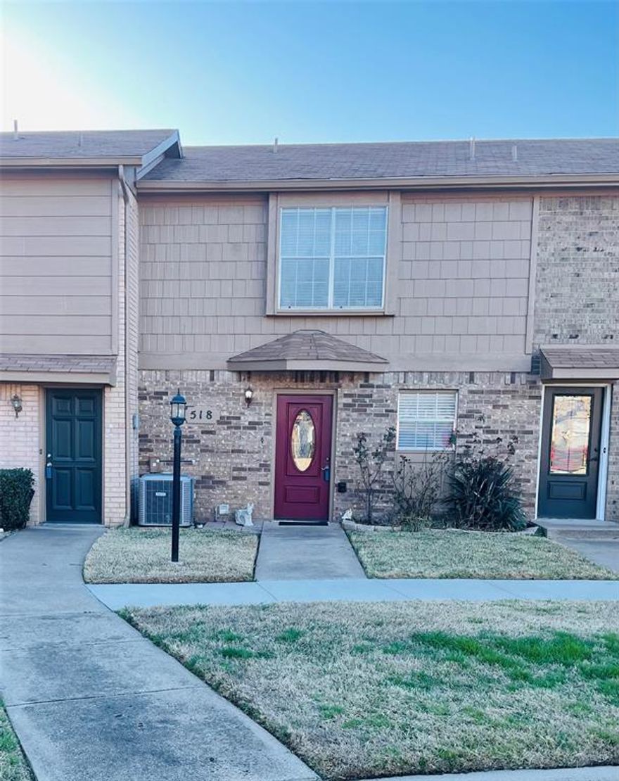 Location, location, location. Just minutes from Arlington’s entertainment district, including Globe Life Field, AT&T Stadium, Texas Live!, and Six Flags. It also offers quick and convenient access to both I-30 and I-20. Located near West Abrams and Norwood. Nice two story condominium. Two bedrooms, 1.5 bath 2 car covered parking. Features include nice size living area, wood burning fireplace, and patio in back. HOA maintains front yard and all common areas.  Beautiful park-picnic area. Seller is motivated.