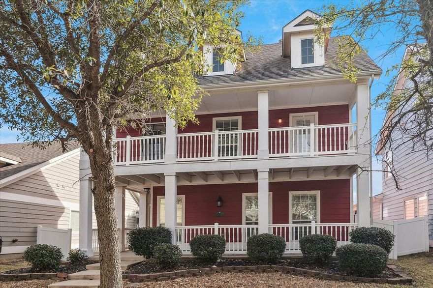 Gorgeous 3-bedroom, 2.5 bath home in master planned Savannah Community. Striking drive-up appeal with large, covered front porch. Spacious open floorplan filled with natural light. Kitchen features granite countertops, stone backsplash, gas range, pantry, and loads of cabinets and is open to the downstairs living space. Beautiful decorative gas fireplace. Primary ensuite bedroom includes dual sinks, garden tub, separate shower, water closet, and walk-in closet. Two more bedrooms, full bath, game room or second living upstairs. Entertain friends on the back deck or relax on the front porch or balcony. Community offers pool, fitness center, parks, playgrounds, basketball court, and more.