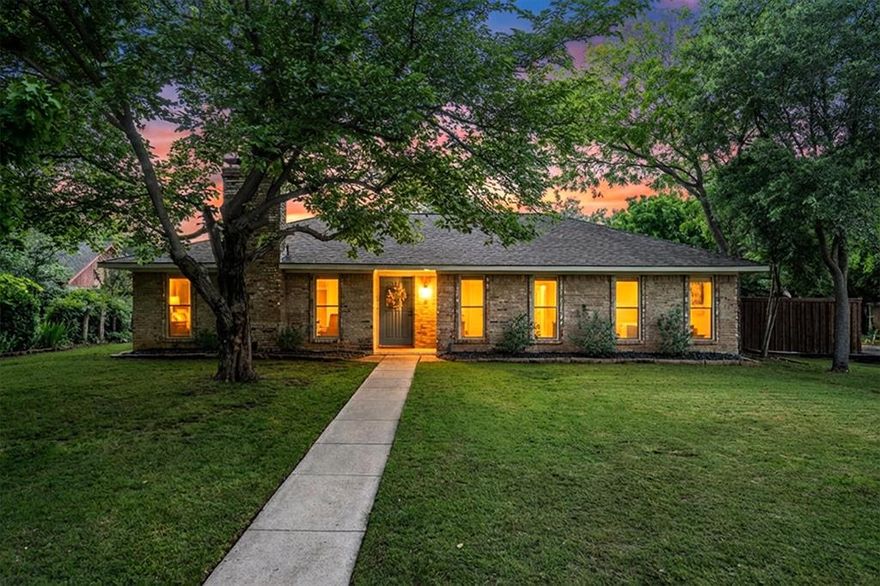 Welcome home! Situated on a desirable corner lot in Hickory Creek, this beautifully updated single-story home offers comfort, style, and functionality throughout. Step inside to the inviting main living area, anchored by a charming brick fireplace that creates the perfect gathering space. Enjoy the fresh feel of all-new luxury vinyl plank flooring, along with recently updated interior paint and exterior trim. The kitchen is thoughtfully designed with abundant built-in cabinetry and storage, a double oven, new dishwasher, and generous counter space, ideal for both everyday living and entertaining. The primary bedroom is light and airy, providing a perfect place to relax and unwind, complete with direct access to the serene backyard. The ensuite bathroom has been freshly remodeled, offering a modern and refreshed space. Two additional bedrooms and a full bathroom provide flexibility for loved ones, guests, or a home office. Recent updates include a new water heater, thermostat, and outlets, giving added peace of mind. Step outside to enjoy the spacious covered patio, perfect for outdoor dining or relaxing by the pool. The pool features a new motor, timer, and freeze control, ensuring it's ready for year-round enjoyment. With plenty of yard space for pets and play, this home truly has it all!