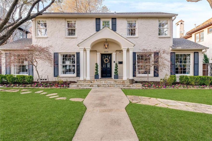 Welcome to your dream home in University Park! Step into the inviting entryway to a formal living flowing seamlessly into the dining room. Casual living opens to the updated kitchen, creating a warm and welcoming atmosphere. Additional highlights include pantry, laundry room, mudroom, and desk space, as well as the fifth bedroom with a walk-in closet and private bath—a versatile space currently used as a kids' hangout room. Upstairs, the four bedrooms include a primary suite with an oversized bath and steam shower, walk in closet, & siting area, plus three bedrooms & 2 baths. Outside, the back yard is a haven with a covered patio featuring a built-in grill, a lush green lawn, a refreshing pool, and an updated cabana with full bath that could be quarters. Enjoy the convenience of this fantastic location, just a one-half mile stroll to Boone Elem. With proximity to NorthPark, freeways, restaurants, and shops, this home offers both comfort and accessibility. Picture-perfect in every way!