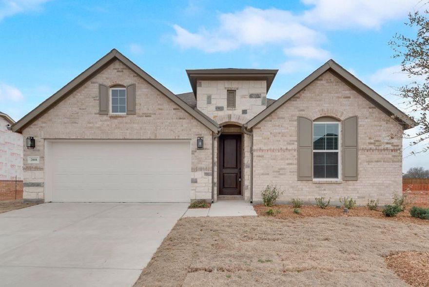 New build 2024, never been lived in!! One-story, open floor plan featuring a grand entry, tray ceilings, vinyl wood plank flooring that leads to living, dining, and kitchen space. 4 carpeted bedrooms, 3 full baths, upgraded appliances, tiles, granite, quartz. Intelligent thermostat and energy saving features. Lots of space and natural light, cook's kitchen, oversized laundry room and built in mud bench. Electric car charge port, Large fenced backyard with covered patio! Sprinklers system front and back Pets case by case. $250.00 pet deposit $100.00 non-refundable pet processing fee per pet. $200.00 lease coordination fee due at lease signing. All PMI North Texas tenants are enrolled in the Resident Benefits Package (RBP) for $35.00 per month which includes credit building to help boost your credit score with timely rent payments, $1M Identity Protection, HVAC air filter delivery, utility connection concierge service, our best-in-class resident rewards program, and much more!