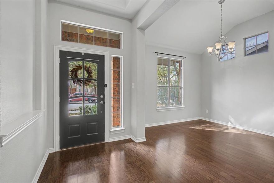 Located in the master planned community of Saratoga in desirable North Fort Worth, this 4 bedroom, 3 full bath 1.5 story home has it all.  Luxury vinyl plank flooring welcomes you inside this highly functional floor plan sprinkled with high-end touches like trayed ceilings and art niches. The kitchen boasts generous counter space, a breakfast bar and gas cooktop and overlooks the living room featuring a lofted ceiling and cozy fireplace, perfect for family time and large group entertaining. The split bedroom design offers a private primary suite, complete with a walk-in closet, an en-suite spa-inspired bathroom with dual sinks and glass walk-in shower. This home also features a generous sized dining room and 3 bedrooms downstairs, plus a flex space with French doors adjacent to the primary suite that would be perfect as a sunroom, nursery or office. The large upstairs room with closet and full bathroom offers several flexible space opportunities – second master to support a multi-generation living, a playroom, or second living area. The covered wrap-around back patio extends your living space outdoors - perfect for kids, pets and relaxing cookouts with family and friends. Conveniently located in award winning Northwest ISD. This home offers a spacious, flexible and functional layout for a growing family, multi-generation living and entertainment. Finally, step outside and enjoy quiet walks through tree-lined streets.  This location allows for quick access to one of the many trails in the community that leads to the neighborhood pool and community amenities designed for connection and recreation. Minutes from HEB, shopping, dining, and major highways for easy to Alliance, Keller, Roanoke, and surrounding areas. If you are searching for homes for sale in Fort Worth 76244, a 4 bedroom home in Northwest ISD, or North Fort Worth near Alliance, this home deliver’s location, flexible space in a wonderful master planned community.