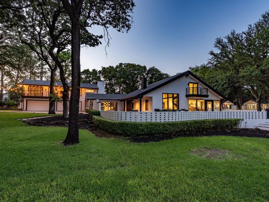 As though lifted off the pages of a contemporary design magazine, this gem exudes a silicone valley modern style flair with a timeless transitional appeal, nestled on 2 acres of beautifully treed, private gated property.  The 5500 sq. ft. main house showcases 3 beds, 4 baths, 3 living & 2 dining plus an adjoining Au Pair living quarters with full bed, liv, bath, kit & din. The guest house is ideal for company. Retreat to the sparkling pool & spa with cabana house sauna, shower &  large home gym & kitchenette. New 65x30 lighted pickle ball court. Other extras include greenhouse, pizza oven, extensive patio & playhouse. There is not another property like this in all of Denton County. BOM BUYERS FINANCING CHANGED