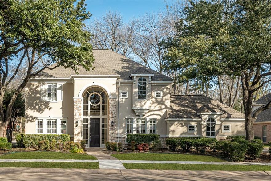 Large backyard with trees! This home was recently refreshed in Aesthetic White and Alabaster-cream color.  This timeless 2 story home sits in one of McKinney’s most desirable areas just moments from Eldorado Country Club. With 4 bedrooms, office, 3 living areas, & 2 dining spaces surrounded by mature shade trees, this home blends elegance, comfort, and functionality. Updates include luxury vinyl plank floors, refinished fireplace, quartz countertops, kitchen backsplash, cooktop and sink, light fixtures, ceiling fans, paint, counters and tile floors in bathrooms, as well as a primary bath makeover, water heater 2025.  Step through the inviting entryway into the formal living and dining rooms that are filled with natural light, while the hallway showcases custom art niches and an updated staircase with sleek horizontal railings. A spacious family room features a stunning chipped stone fireplace and a door that opens to a tranquil backyard  The updated kitchen combines style and practicality with an island cooktop, abundant counter space, and a serving bar with seating. While the cozy breakfast nook has a built-in window seat and a generous pantry, adding everyday convenience. The primary suite offers a private escape with a corner fireplace and spa-like bath complete with soaking tub, seamless glass shower, dual vanities, and walk-in closet. Also on the main level, a versatile office can easily serve as a guest room or nursery. A half bath, large laundry with sink, and direct access to both a two-car and a separate one-car garage add to the thoughtful layout. Upstairs are three spacious bedrooms, 2 full baths, and a game room for added flexibility. The private backyard boasts a lush lawn, towering trees and an extended wood deck, perfect for entertaining. Zoned for McKinney ISD and ideally located with quick access to US-75 and Highway 121, this home offers an easy commute and proximity to premier golf, shopping, dining, and entertainment.