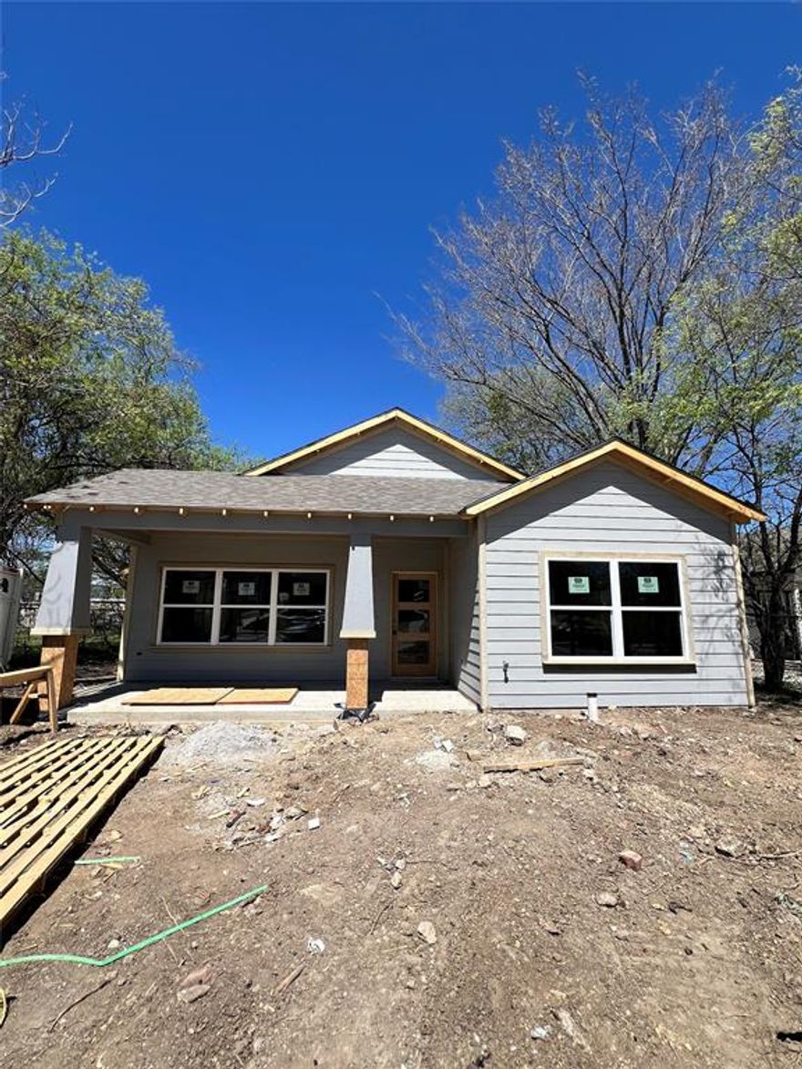 You’ve found your ideal new home with space to live, grow, and thrive! This beautifully designed layout offers an airy, open feel with room for everyone to spread out. From the inviting covered porches to the bright living room filled with natural light and a sleek fireplace, it's built for both comfort and style. The kitchen is a showstopper, featuring plenty of white cabinetry, gleaming quartz countertops, and ample storage to keep everything organized. Retreat to a peaceful primary suite featuring separate sinks, a tiled walk-in shower, and a large walk-in closet. Secondary bedrooms also shine with generous closet space, and thoughtful storage space is found throughout the home. Landscaping will include sod installation for the front and back yards, along with a concrete driveway on the front left side of the house. The house will be completed within 30 days.
Enjoy peace of mind with a builder warranty and unbeatable convenience, with downtown just minutes away and easy access to highways 287, I-30, and I-35. Entertainment, dining, and daily commutes are all within effortless reach. Don't miss the chance to make this spacious, well-appointed home yours!