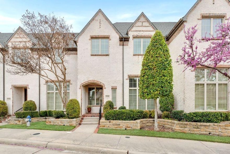 Absolutely beautiful updated custom townhome located in the prestigious gated community of Windsor Place. Built by acclaimed builder Hawkins-Welwood, this meticulously maintained townhome is one of just a small number of townhomes in the community that are located in the Richardson School District and attend acclaimed Brentfield Elementary. Designed for effortless, lock-and-leave living, this exclusive community is just minutes from Preston Trail Golf Club, top-tier shopping, dining, and convenient access to the Dallas North Tollway. Recently updated and loaded with custom detailing. Fresh paint, extensive travertine flooring, rich moldings, iron balusters, high ceilings, elaborate woodwork, updated fixtures & hardware. Tall windows provide lots of natural light. Open floorplan is great for entertaining. Bright updated airy kitchen with quartz counters, SS appliances, gas range & refrigerator. Upstairs living area makes an excellent office or gameroom. Oversized private primary suite with grand updated bath & big walk-in closet. Nice size guest bedroom with adjoining bathroom. The attached garage is equally well-appointed with extra storage shelving and epoxy sealed floors. HVAC units replaced in 2022 with new high efficiency heat pumps. Residents enjoy access to exclusive HOA amenities including a community pool, outdoor fireplace, BBQ grills, and a private gym.