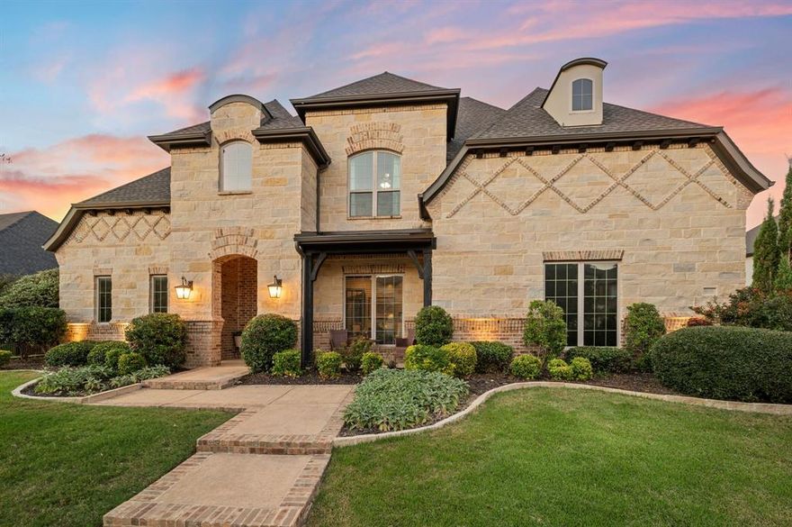 Welcome to an exceptional residence in the highly sought-after Lake Carillon community of Southlake.  This stunning home blends elegance, comfort, and functionality, offering a truly elevated living experience.  Step inside to discover a bright, open, and inviting floor plan designed for both everyday living and entertaining. Expansive living spaces flow seamlessly, filled with natural light and refined finishes throughout.  A standout feature is the impressive 1,000 bottle, temperature controlled wine room perfect for collectors and those who love to entertain in style.  The gourmet kitchen and main living space is open with beautiful vaulted ceilings with wood beams. The home also boasts a dedicated media room, creating the ideal space for movie nights, game days, or relaxing with family and friends.  Outdoors, you’ll find your own private paradise with a sparkling pool for summer fun with friends and family. The beautifully designed patio features a built-in grill and a cozy fireplace, making it the perfect setting for year-round gatherings or quiet evenings under the stars.  Located just minutes from award-winning Carroll Independent School District, as well as premier shopping and dining at Southlake Town Square and Central Market, this home offers both convenience and lifestyle.  Lake Carillon residents enjoy a vibrant community atmosphere with scenic lakes for fishing a nine acre park with play grounds and basketball courts woven in the heart of the neighborhood creating endless opportunities for outdoor recreation and connection.  This is more than a home it’s a place to live, relax, and thrive.   The secondary bedroom down is large enough as second owner in-law suite.  This location is just minutes from the main highway with easy access to DFW airport and both Dallas and Fort Worth.  This home offers it all do not miss out of this one.
