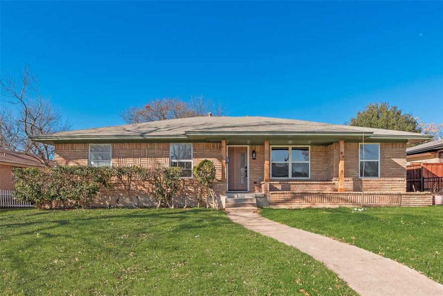Welcome home to this newly updated retreat in a quiet, tucked-away neighborhood near the Kiestwood Historical Neighborhood Association and just about 5 miles from the Bishop Arts District.

Adjacent to Pecan Grove Park, this beautifully renovated 3-bedroom, 2-bath home with a 2-car garage is truly move-in ready. Inside, you’ll find a mid-century modern vibe paired with an updated, open and functional floor plan—fresh paint, recessed lighting, gorgeous flooring, and warm stained cabinetry throughout. Extensive upgrades include all-new cabinetry, appliances, doors, ducts, plumbing, electrical, and blown-in insulation.

The living area centers around a cozy fireplace that ties the home’s inviting color palette together. The refreshed kitchen shines with new countertops, a stainless steel gas range, vent hood, dishwasher, and sink—perfect for everyday living and entertaining. Both the primary and secondary bathrooms have been thoughtfully renovated with stylish finishes.

Step outside to enjoy a private backyard with a covered patio—an ideal spot to relax, grill, and make memories. Fantastic location, great value, and ready for you to move right in.
