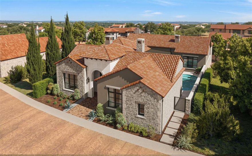 Step into a world of Mediterranean-inspired elegance with this breathtaking masterpiece by the acclaimed Heritage Homes. Spanning 5,249 square feet, this architectural gem in the prestigious Entrada neighborhood of Westlake offers a lifestyle of luxury and ease. Thoughtfully designed across one and a half stories, the home boasts four spacious bedrooms and five full bathrooms, all wrapped in an atmosphere of timeless sophistication.
From the moment you enter the private courtyard, you'll be enchanted by the seamless blend of style and functionality. Sunlight pours into the expansive living spaces, creating an inviting warmth perfect for both relaxation and entertaining. The outdoor living area is a true showstopper, featuring a cozy fireplace, motorized screens and a custom plunge pool with an enchanting water feature—a backyard oasis ideal for Texas evenings under the stars.
Inside, every detail showcases meticulous craftsmanship. Unique cabinetry and exquisite tile work elevate the home’s aesthetic, while the gourmet kitchen is a chef’s dream come true. Outfitted with top-of-the-line stainless steel appliances, the space includes a professional-grade 48-inch gas range, a 60-inch Thermador refrigerator-freezer, a wine fridge, and a hidden prep kitchen complete with a sink, ice maker, and second dishwasher. It’s everything you need to host and impress.
The luxurious private master suite is a haven of tranquility, featuring custom cabinetry, a freestanding soaking tub, and a custom walk-in closet designed to perfection. Additional thoughtful touches include a laundry room with built-in storage. Optional space for an elevator from the garage level to the first floor—convenience at its finest.
Perfectly zoned for both Carroll ISD and the esteemed International Baccalaureate Westlake Academy, this home combines unbeatable practicality with unmatched elegance. Don’t miss the chance to claim your slice of paradise in one of Westlake’s most sought-after communities.