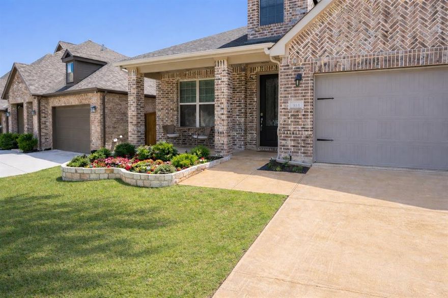 UPGRADED LIKE NEW! Welcome to your private retreat in the highly sought-after TRINITY FALLS master-planned community in McKinney. This beautifully maintained 4-bedroom, 2.5-bath home offers a bright, open-concept design enhanced by custom designer lighting and a wood-accented kitchen island; that adds warmth and character. The flexible downstairs layout includes a spacious flex room—ideal as a home office or easily convertible to a fourth bedroom, to suit your lifestyle—while the kitchen opens seamlessly to a breakfast bar and oversized dining area, creating the perfect setting for entertaining and everyday living. Upstairs, enjoy a generous game room along with two well-appointed guest bedrooms that share a full bath with dual sinks, plus a large walk-in attic providing exceptional storage space, rarely found in comparable homes. Step outside to a charming covered front porch and an extended back patio with a NEW pergola; already equipped with gas and water lines—ready for your future outdoor kitchen and backyard oasis. Nestled within a vibrant community near parks, scenic hike-and-bike trails, stocked fishing ponds, 21-hole disc golf, resort-style pools, a modern fitness center, and year-round neighborhood events. Easy access to major highways including FM 543, Hwy 75, and  State Highway 5, which is being rebuilt into a four-lane divided roadway. Future growth including the McKinney Airport expansion, Sunset Amphitheater, water parks and everything the City of McKinney has to offer!