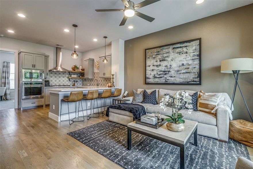 Modern luxury meets urban convenience in this gorgeous townhouse ideally located in the heart of East Dallas! Quick access to Lower Greenville, Knox Henderson, downtown, Lakewood Centre, & steps to historic Swiss Ave! This 3 bed, 3.5 bath home features an open floorplan, abundance of natural light, & outdoor living spaces on each level. This ideal layout offers one bedroom on each level, complete with ensuite bath and large closet. The huge rooftop deck is a showstopper complete with storage closet, cantina lights, & downtown views! Washer, dryer, refrigerator, & beverage fridge on 3rd floor all stay. Additional amenities include: overhead storage in the attached 2 car garage, fenced in front yard perfect for small pets, security system w video doorbell & garage camera (can be included for fee), keyless front door entry, gated community w call box access, weekly yard maintenance. Don't miss this gem! Property is tenant occupied until 2.26.26.