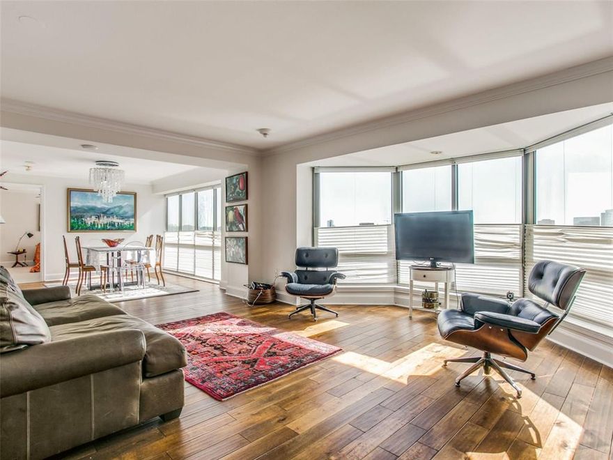 Attractive condo with a great floor plan and lots of light. Wood floors throughout the main living areas. Oversized primary bedroom with separate HIs and Her bathroom areas. The unit also offers a secondary living space that can serve as either a private den, a study or possible guest bedroom.