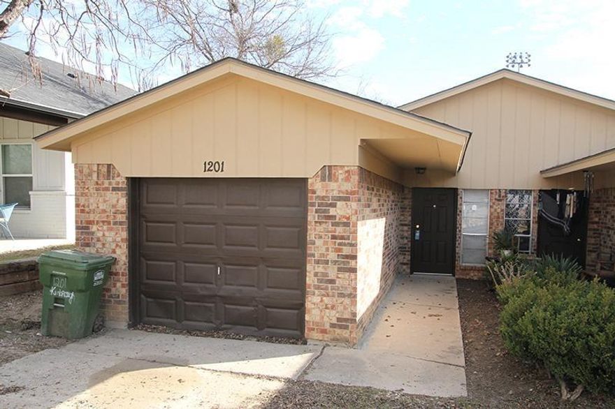 This is a fully occupied duplex that includes both sides that are currently tenant occupied. Quaint duplex that offers 3 bedrooms, 2 bathrooms and 1 car garage on each side. The garage provides convenient storage and also serves a laundry area with washer and dryer hookups. Situated in a well-established White Settlement neighborhood, it includes a spacious fenced backyard for privacy and outdoor enjoyment. The open floor plan offers a Seamless flow from the living room to dining area to kitchen.  This convenient location near shopping, dining, schools, and Lockheed Martin make this property ideal.
Duplex fully occupied: 1201 Kimbrough signed a one year lease starting March 1, 2026. 
1203 Kimbrough is on a month to month basis and the tenant will need a 30 day notice to move out. 
The homes are being managed by a professional management company which can continue on with the new buyer. Some repairs needed. Property being sold AS-IS.
No survey available. Sold As-Is, seller will not make any repairs. All disclosures online. 
Please do not disturb occupants.