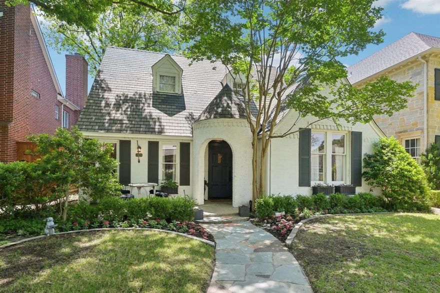 **Multiple Offers Received - Best and Final Offer Deadline 4-29 at 6:30PM** Charming, traditional Tudor located in the fairway of University Park. Immense curb appeal with a delightful front patio and landscaped front yard. Inside, this inviting home boasts a thoughtful floor plan and notable updates. The entry is flanked by a formal living room and dining room. The dining room connects to the breakfast nook (which could function as a butler's pantry) with adjacent galley kitchen. Kitchen features include stainless steel appliances - gas range, built-in microwave, and dishwasher. The kitchen opens to the family room which overlooks the backyard and offers a wall of built-ins and a gas fireplace. The primary suite is located off the family room and has a gas fireplace, two walk-in closets, and an en-suite bath. Rounding out the first floor is a powder bath off the center hall. Upstairs is a sizable game room and two secondary bedrooms which share a beautifully updated bathroom with dual sinks and a tub-shower combo. (One of the bedrooms has dual closets, one of which has been keenly converted into a 5x7 play area.) Also upstairs is a laundry room with built-in cabinets. Outside there is a large grassy backyard with a stone seating area and two-car detached garage. This home is a University Park gem and should not be missed!