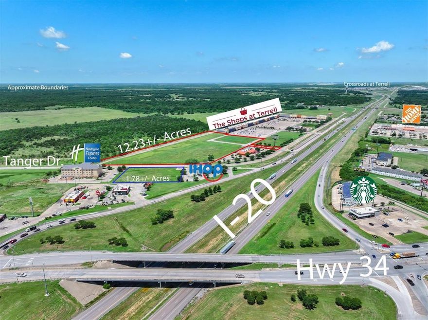 Prime 12.23± Acre Commercial Site in The Shops at Terrell – Terrell, TX. Outstanding opportunity to acquire a multiple building commercial tract located within a high-traffic area in The Shops at Terrell in Terrell, TX. Strategically positioned, this site offers excellent visibility and accessibility just off Interstate 20. Neighboring national brands include McDonald's, Wendy's, Nike, Old Navy, Reebok, and Levi's—contributing to strong area traffic and consumer draw. Located in Kaufman County, the second-fastest growing county in the United States, this property benefits from robust regional growth and new residential developments nearby. With The Shops at Terrell currently 87% occupied by premier retailers, this location presents exceptional potential for retail, hospitality, or restaurant development. Just 30 miles east of Dallas, this site offers both local appeal and regional reach, making it ideal for investors or end-users looking to capitalize on continued growth along the I-20 corridor. Water and sewer available on-site.