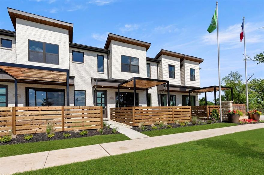 MLS# 20889546 - Built by Grenadier Investments - Ready Now! ~ For sale: Contemporary townhouse in the sought-after Celina ISD! This 1,888 sq ft under-construction home, due for completion on 5-2-2025, presents a modern layout with 3 primary bedrooms, 2 full bathrooms, and a convenient half bath. The interior is adorned with decorative lighting, a double vanity, an eat-in kitchen with an island, pantry, and walk-in closets. Wired for data and featuring a cozy electric fireplace, it perfectly blends comfort and technology. The exterior is tastefully designed with an outdoor living center and lighting. A central heating system, central air, and a tasteful mix of carpet and luxury vinyl plank flooring ensure a comfortable living environment. The home is nestled in the Ten Mile Creek subdivision, boasting a landscaped lot with a sprinkler system. Additional features include a 2-car garage and spacious living and dining areas. Don't miss out on this future-ready residence!