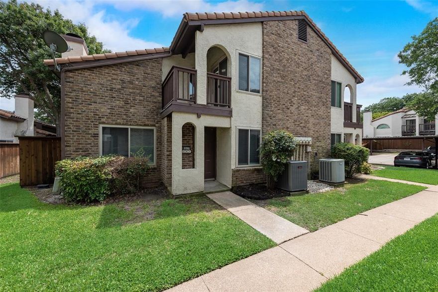 Property qualifies for 0% down and seller is willing to assist in lowering your interest rate!!

Outstanding Mediterranean condo in a sought after gated complex just minutes away from N Dallas Tollway and I-635. The location is unbeatable, with easy access to trendy dining, world-class shopping, and top-tier entertainment options. This spacious condo has a lot of unique custom features throughout. Open floor plan with 16' high vaulted ceiling surrounded by lots of windows for natural lighting. Upstairs, the primary suite serves as a peaceful retreat with its own sitting area and private balcony—an ideal spot to unwind. Both bedrooms are generously sized and include ensuite baths. Recent updates include: remodeled baths, all new paint and flooring throughout, new kitchen with beautiful quartz counters and backsplash, and stainless appliances.