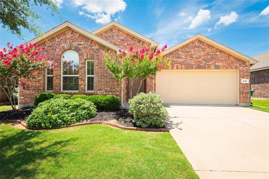 Stunning Backyard Oasis! Welcome to this charming one-story brick home offering comfort, style, and sustainability. This 3-bedroom, 2-bathroom gem features a spacious layout with an inviting living area that seamlessly flows into the kitchen and dining space—perfect for everyday living and entertaining. The kitchen boasts stainless steel appliances, granite countertops, a pantry, and abundant cabinet space, all overlooking the large living room. The primary suite includes a ceiling fan, private bath with double sinks, a soaking tub, separate shower, and a large walk-in closet. Additional highlights include a dedicated utility room for full-size washer and dryer. Step outside to your own private retreat—an extended covered patio with ceiling fan and mister, perfect for outdoor gatherings. The backyard backs to a serene greenbelt with a heavily wooded area, offering peace and privacy. Eco-conscious buyers will love the OWNED solar panels with backup battery, drastically reducing electric bills. Also included is a Rain Soft water softener system, automatic sprinkler system, and rain gutters for low-maintenance living. Conveniently located near shopping, dining, entertainment, major highways, and airports—this home truly has it all. Don’t miss this opportunity to own a well-maintained home with modern upgrades and breathtaking views!