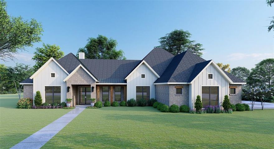 This proposed new construction is off FM 387 with frontage access. Lot is approximately 1 acre.   Estimated completion date is February 2026.  This will be a 4 bedroom, 3 bath 3,282 square ft home with 10 ft ceilings and 3 car oversized garage.  Vaulted ceiling in owner suite, walk in closets, office, front porch area and many more options.  NO HOA. Land is located in Ellis County. Rockett Water SUD is water provider.  Proposed construction is located approximately 1.6 miles from US-77 and 1.9 miles from US-35S.