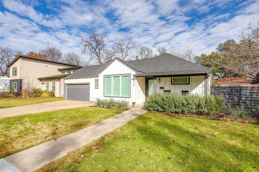 Welcome to a true “one of one” in the heart of highly coveted Crestwood, a fully renovated 2021 showpiece where every inch has been thoughtfully redesigned with quality, style, and livability in mind. This single-story, 3 bed, 2 bath home blends modern finishes with timeless comfort, offering a lifestyle that’s rarely available in this neighborhood.

Step inside to a bright, open-concept layout anchored by large picture windows and warm flooring that carries throughout. The spacious living room is filled with natural light and flows seamlessly into the dining area and a stunning, magazine-worthy kitchen. Soft-gray custom cabinetry, brass hardware, glass-front uppers, quartz countertops, stainless appliances, and an oversized breakfast bar with seating create the ideal space for hosting and everyday living. The thoughtful floor plan places the primary suite privately, featuring a large walk-in closet and an updated ensuite bath. Secondary bedrooms are generously sized, versatile, and beautifully finished.

Out front, the curb appeal is undeniable, fresh exterior paint, modern board-and-batten, a welcoming front porch, manicured landscaping, and a private fenced yard. The home is serviced by an oversized AC unit and updated systems for peace of mind and year-round comfort.

Location is truly unmatched: walking distance to Crestwood Park and the Trinity Trail, where miles of biking, running, and riverfront pathways are right outside your door. Just 5 minutes to Downtown Fort Worth, the Cultural District, and the city’s best dining, museums, and entertainment. Easy access to the West 7th corridor, Dickies Arena, and the Medical District make this the perfect central Fort Worth address.

Homes like this simply do not come available in Crestwood, fully renovated, move-in ready, modernized, and positioned in one of Fort Worth’s most beloved neighborhoods.