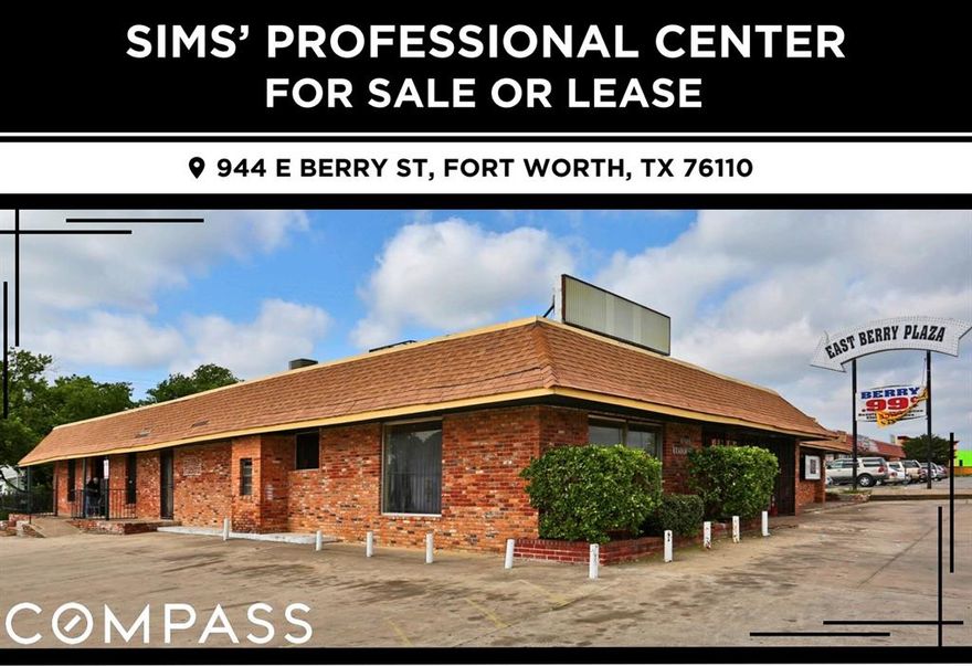 This property sits on West Side of I-35. For Sale or For Lease. Call or Email Listing Broker for Information.

Asking Price: $1.6M

Asking Rent: $15 PSF + NNN

Fort Worth is advancing the $11 million East Berry Corridor Plan to revitalize East Berry St. from I-35W to Lake Arlington. 
The plan is a long-term redevelopment effort aimed at transforming the corridor into a walkable, mixed-use area that supports housing, transit, and commercial activity. 
About $9.3 million will go toward infrastructure upgrades, land acquisition, and development.  
Pedestrian-focused infrastructure includes directional and blended ramps, crosswalks at curb ends, mid-block pedestrian signals, and a full-width side path across the railroad. 
Plans also include adding left-turn lanes at signalized intersections, aligning cross streets, evaluating driveway closures, and addressing bridge 
alignments.