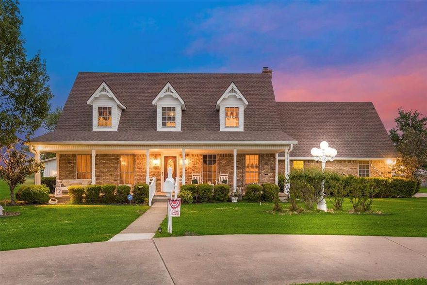 Relaxing, tranquil country setting on approximately 2.47 acres with a pool, circle drive, workshop, and detached garage!  The spacious front porch welcomes you to this well-maintained home!  The downstairs has a wonderful living room that flows into the dining room!  The kitchen has been updated and features granite and SS appliances, plus a breakfast bar!  The family room has a nice fireplace and great views of the backyard!  The primary retreat is spacious and features an ensuite bath with an updated shower!  The secondary bedrooms are also nice and share a hall bath!  Additional pantry storage can be found in the full-size utility room! There is a wonderful 16x15 covered rear patio that receives evening shade, perfect for al fresco dining!  The in-ground pool offers a fun place to enjoy those hot summer days!  The secondary garage, with electricity and plumbing, measures approximately 25x18.  The workshop measures approximately 34x30, with electricity, including 220, and also has a huge covered porch!  All garages and workshops have garage door openers!  The roof, exterior siding, patio cover, gutters and electric range were replaced or updated approximately 2 years ago.  One AC unit in the house and one in the detached garage are approximately 1.5 years old. Pool tile updated 2024.  Close to shopping, dining, and highway access!